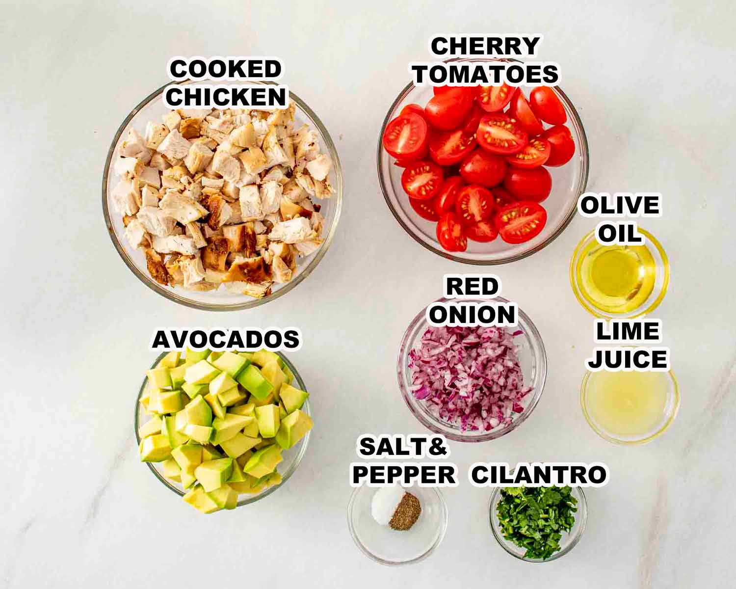 ingredients needed to make avocado chicken salad.