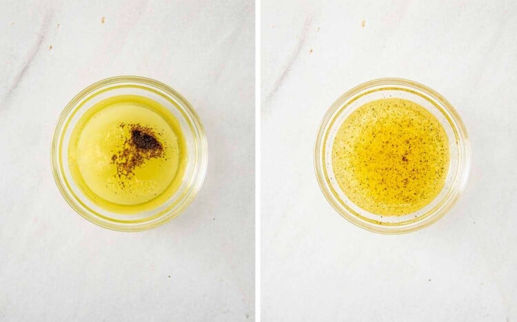 process shots showing how to make avocado chicken salad.