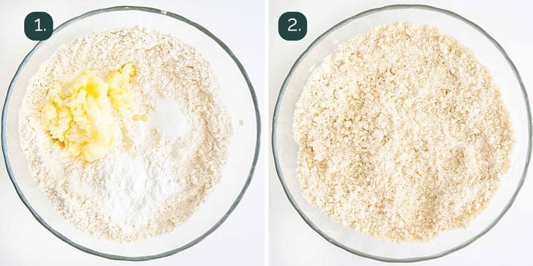 process shots showing how to make biscuit mix