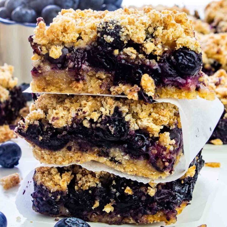 a stack of 3 blueberry bars.