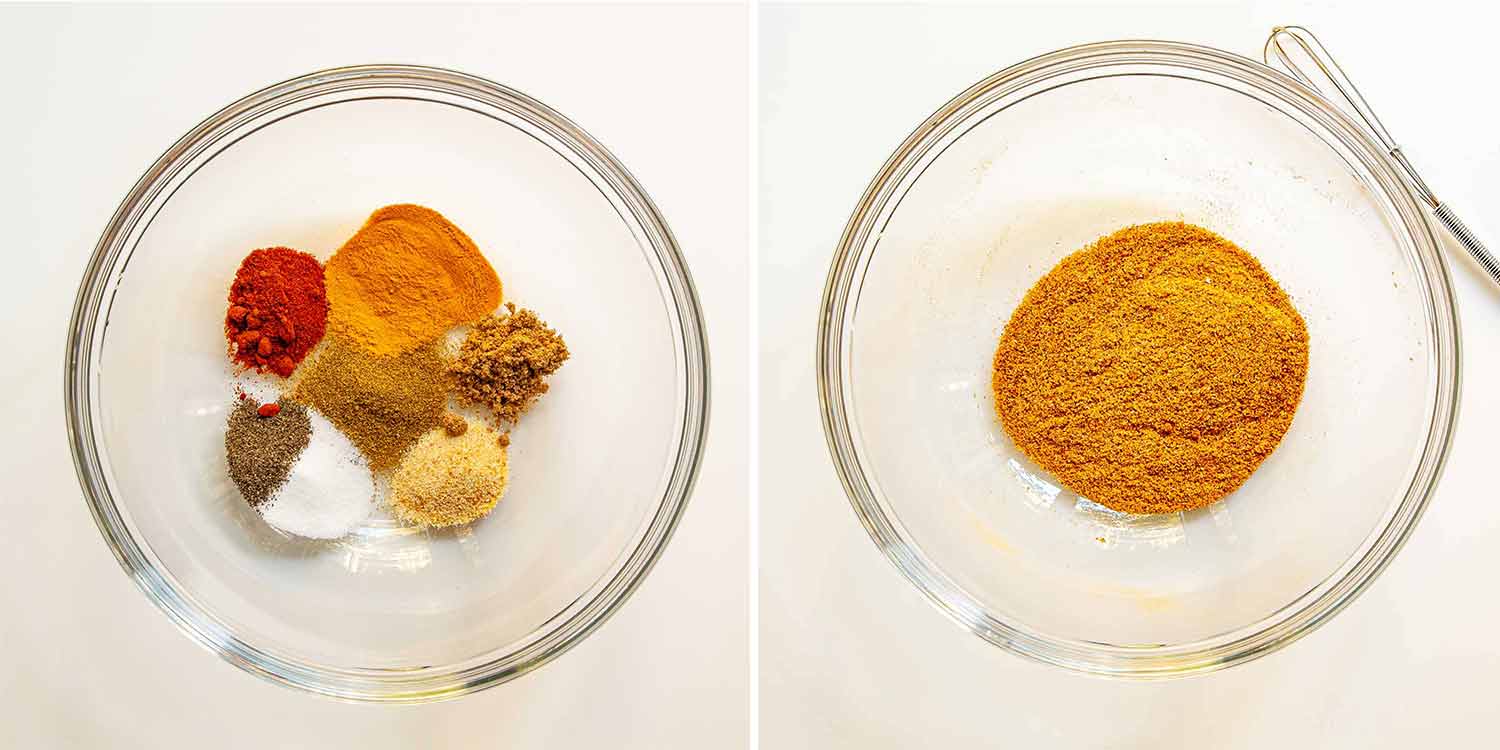 process shots showing how to make spicy brazilian coconut chicken.