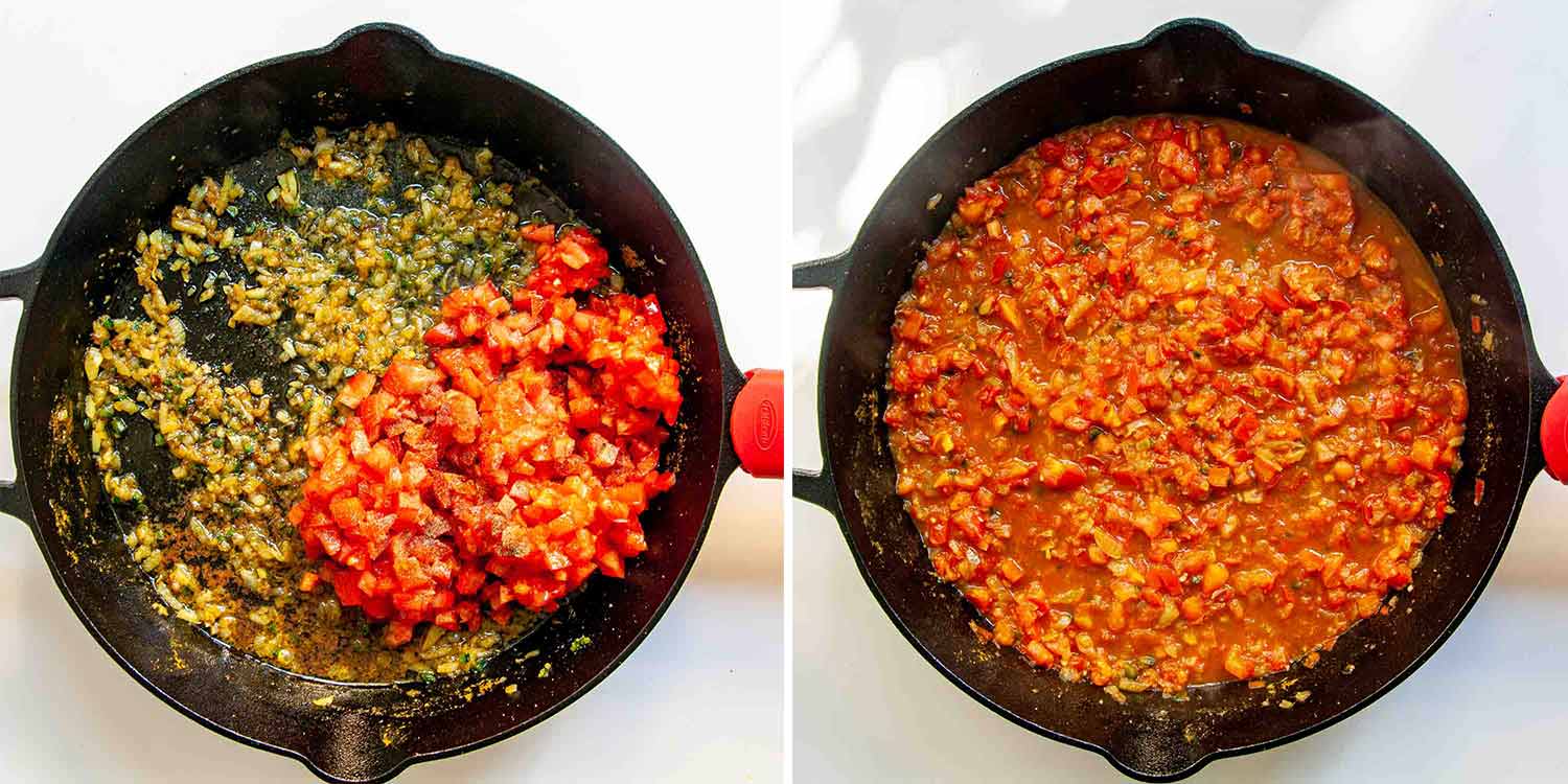 process shots showing how to make spicy brazilian coconut chicken.