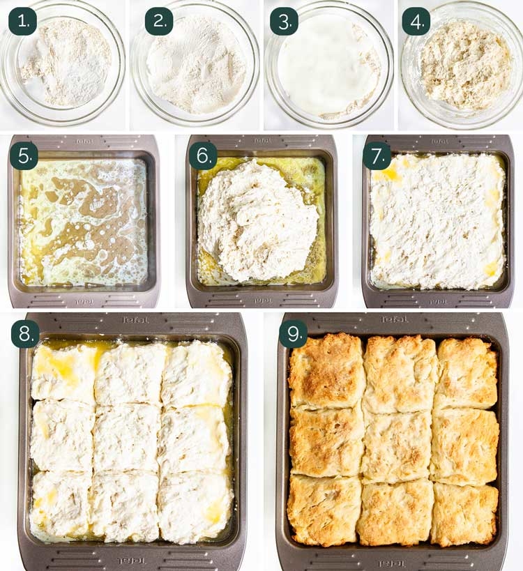 process shots showing how to make butter biscuits