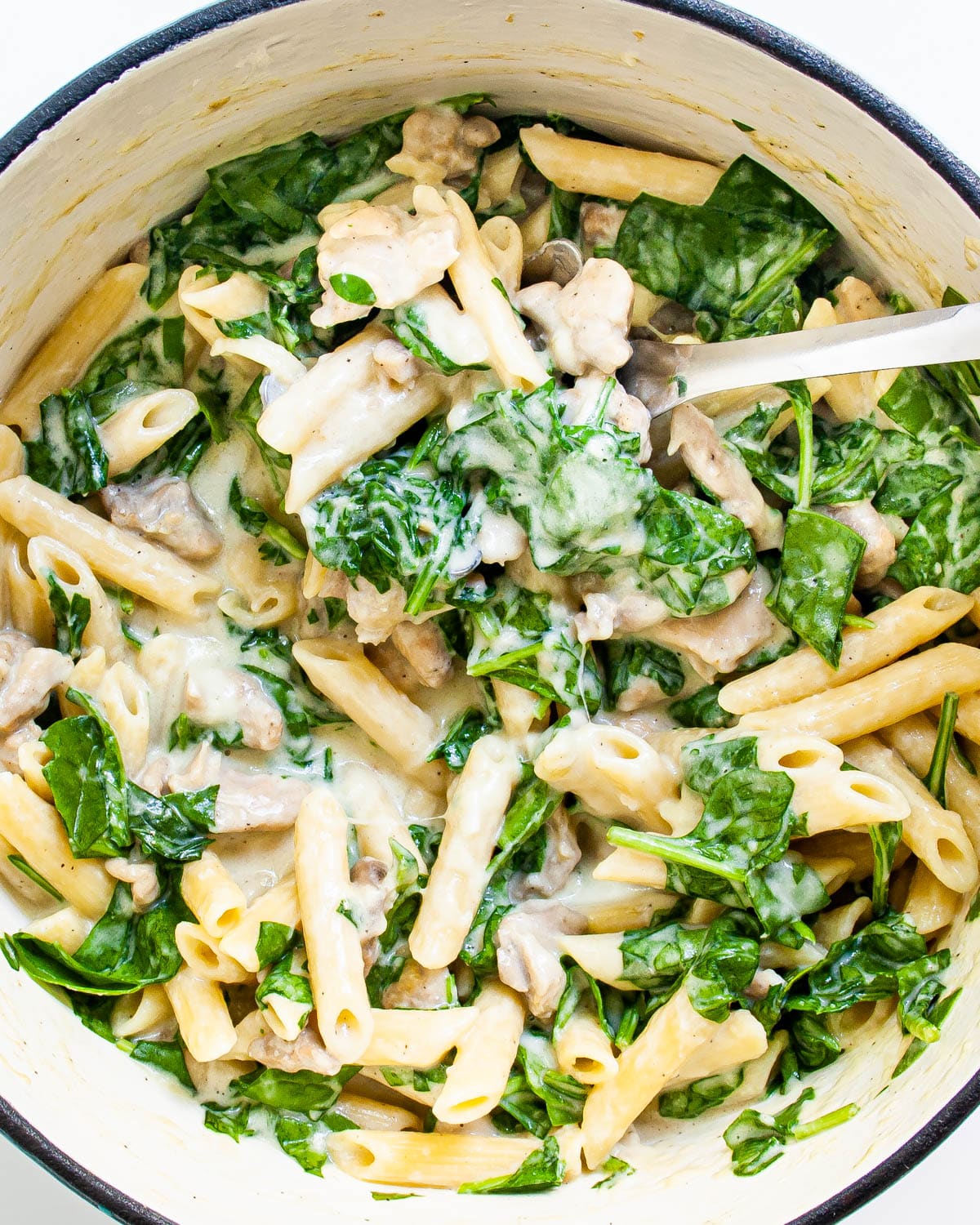 Cheesy Chicken Pasta Cheesy Chicken Pasta in a dutch oven