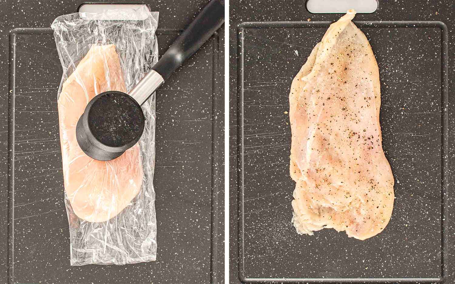 process shots showing how to make chicken kiev.