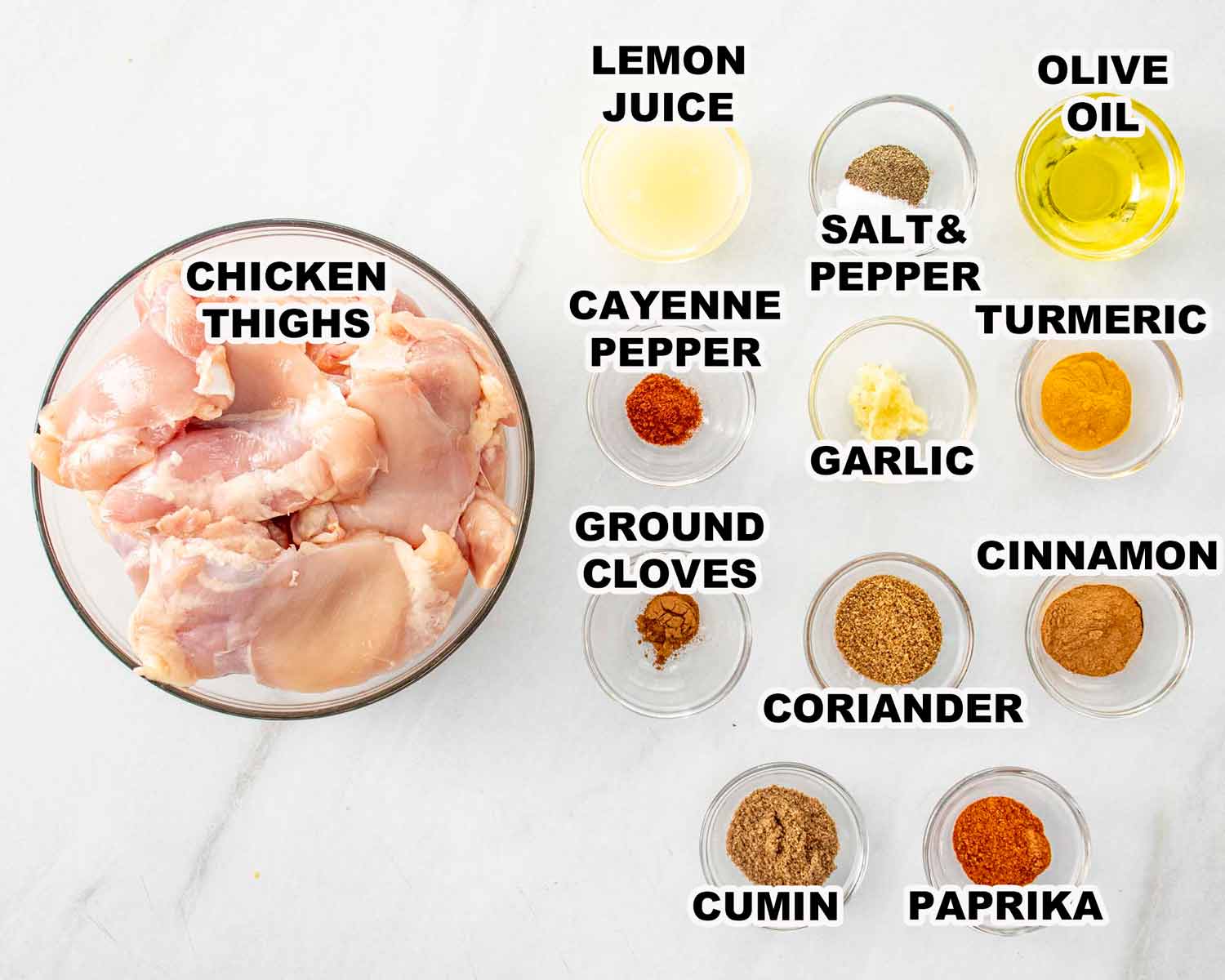 ingredients needed to make chicken shawarma.