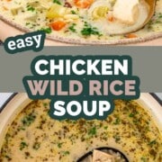 pin for creamy chicken wild rice soup.