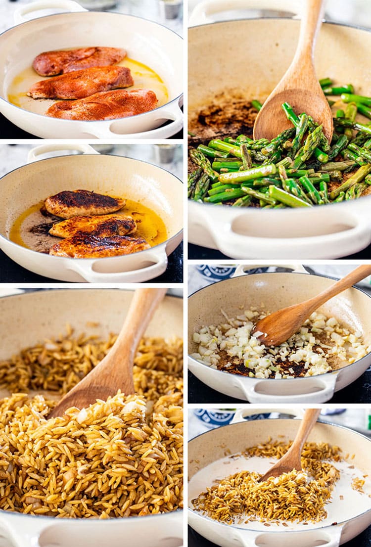 Creamy Parmesan Orzo with Chicken and Asparagus