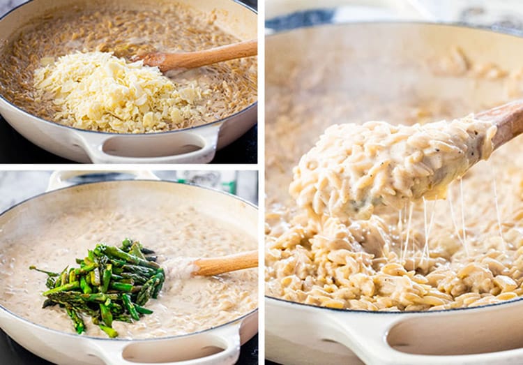 Creamy Parmesan Orzo with Chicken and Asparagus