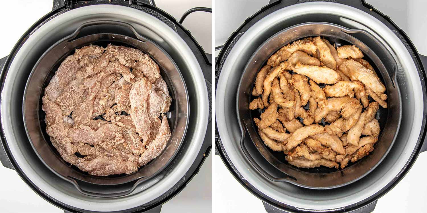 process shots showing how to make crispy honey chili chicken.