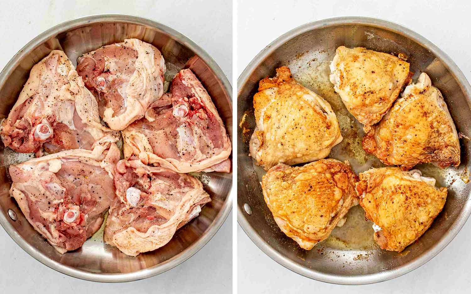 process shots showing how to make crispy lemon chicken thighs.