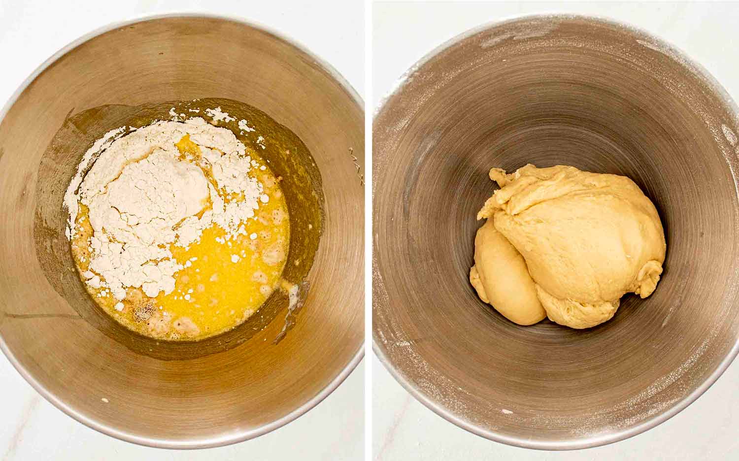 process shots showing how to make custard raisin rolls.