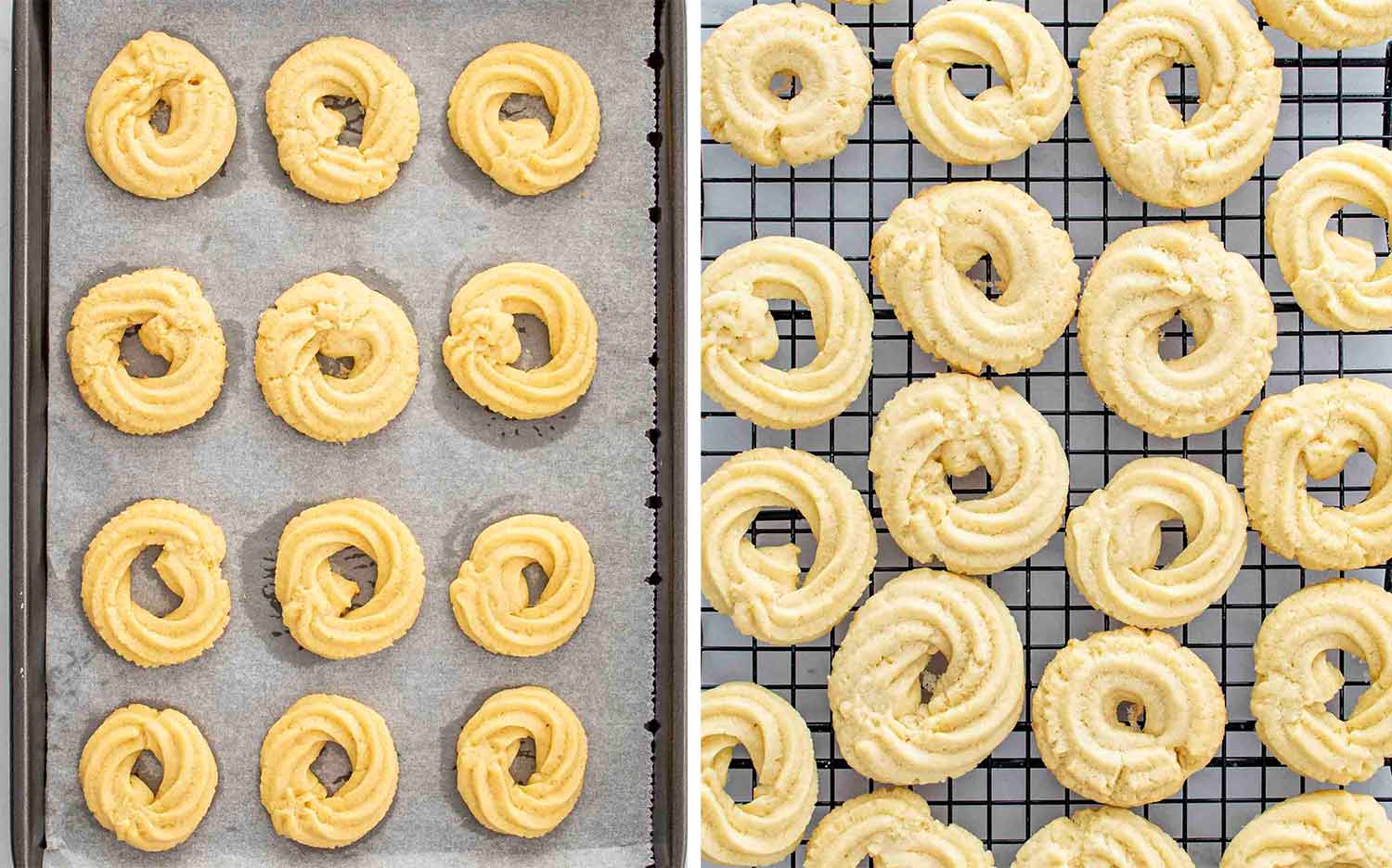 process shots showing how to make danish butter cookies.
