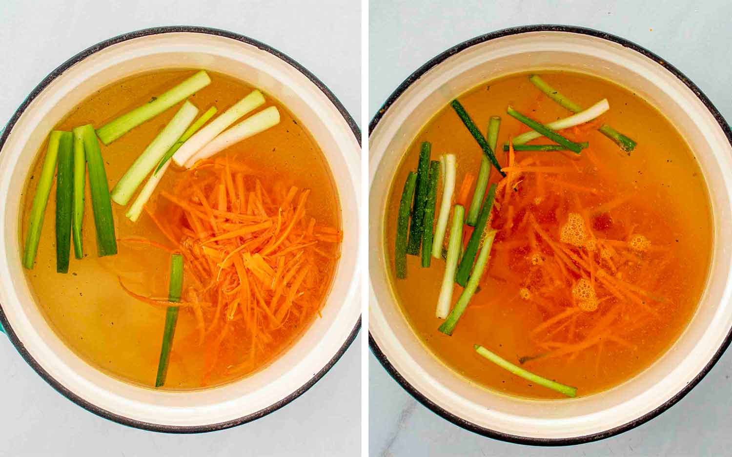 process shots showing how to make deconstructed wonton soup.