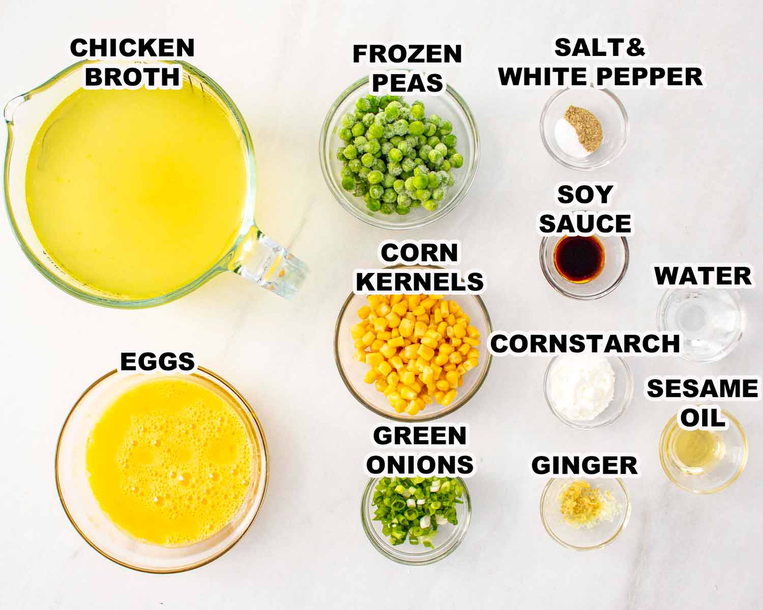 ingredients needed to make egg drop soup.