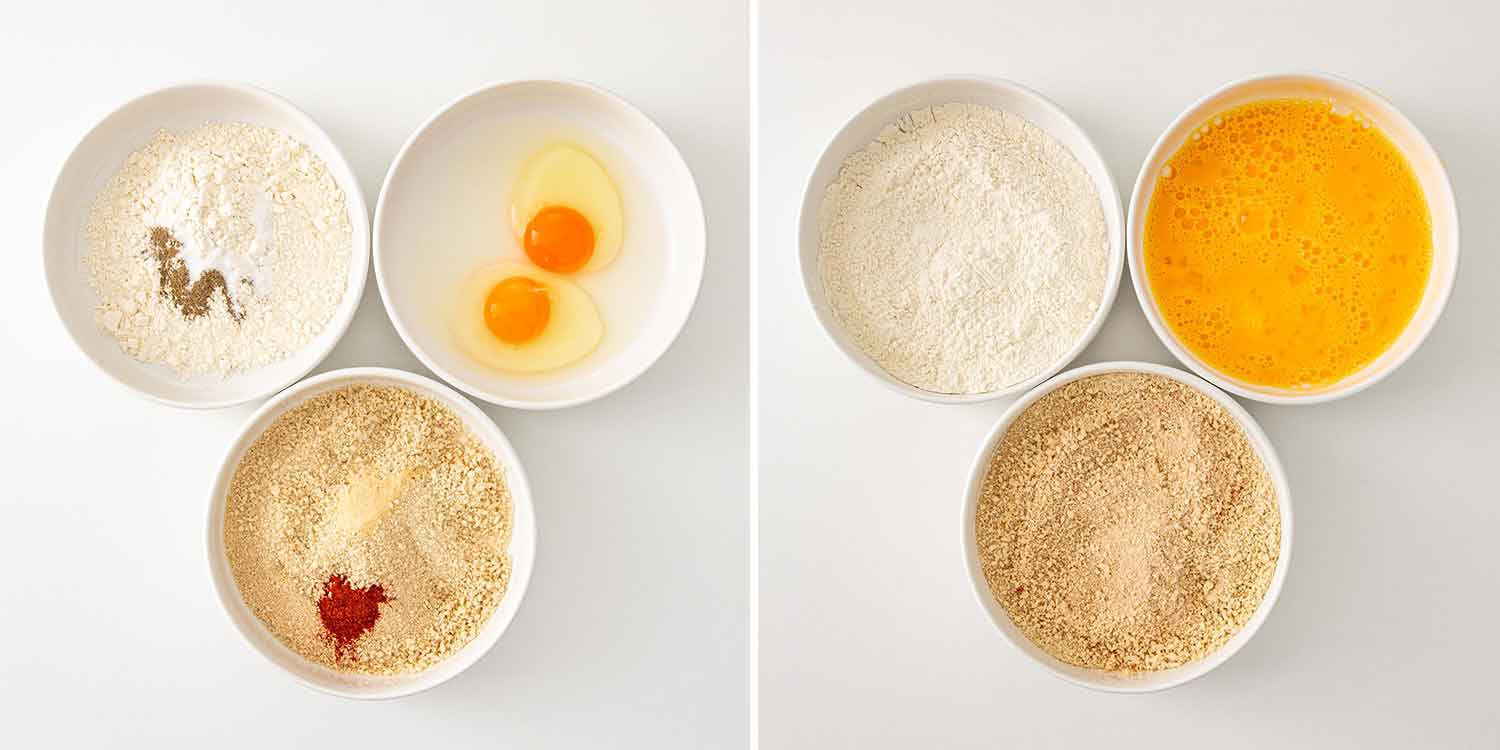 process shots showing how to make fish sticks in the air fryer.