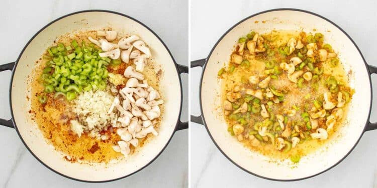 process shots showing how to make french chicken casserole.