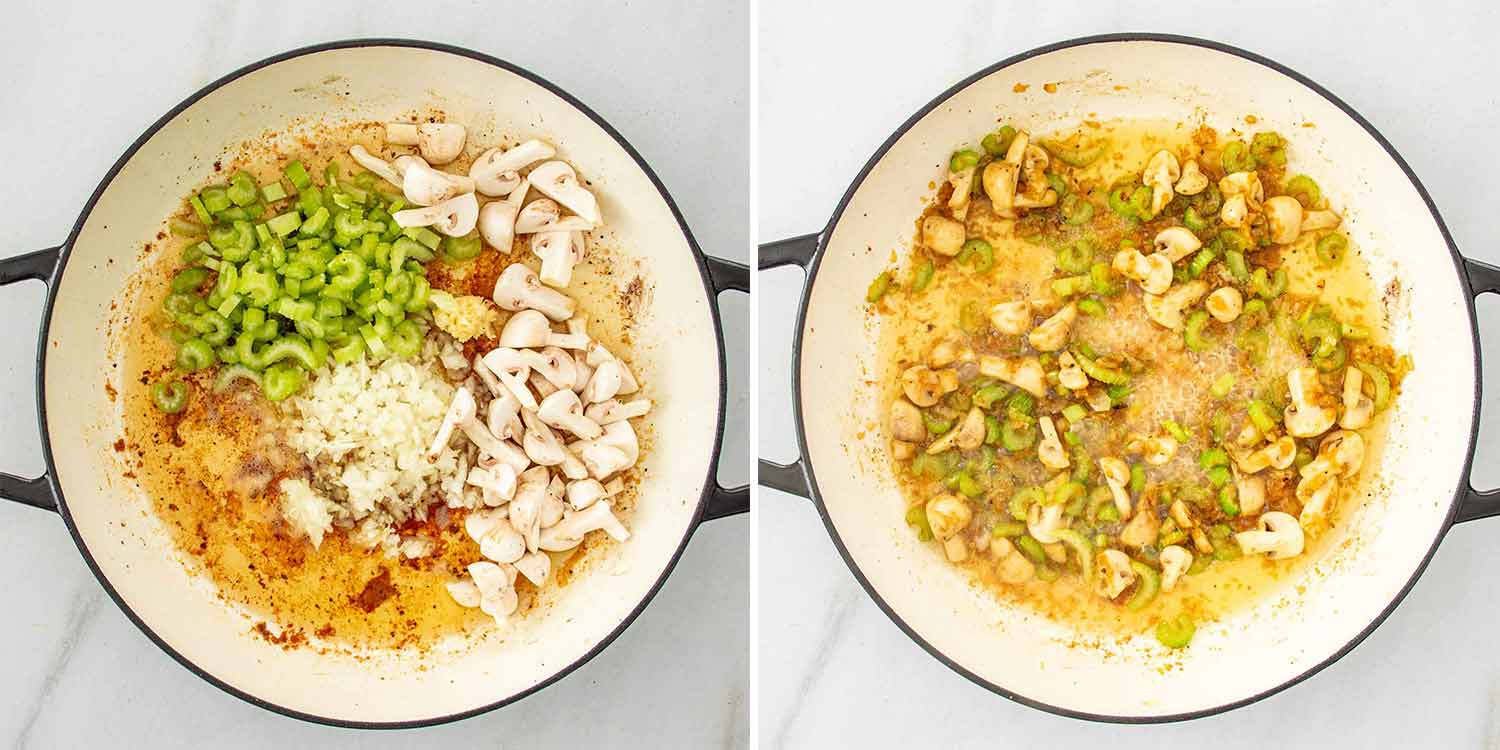 process shots showing how to make french chicken casserole.