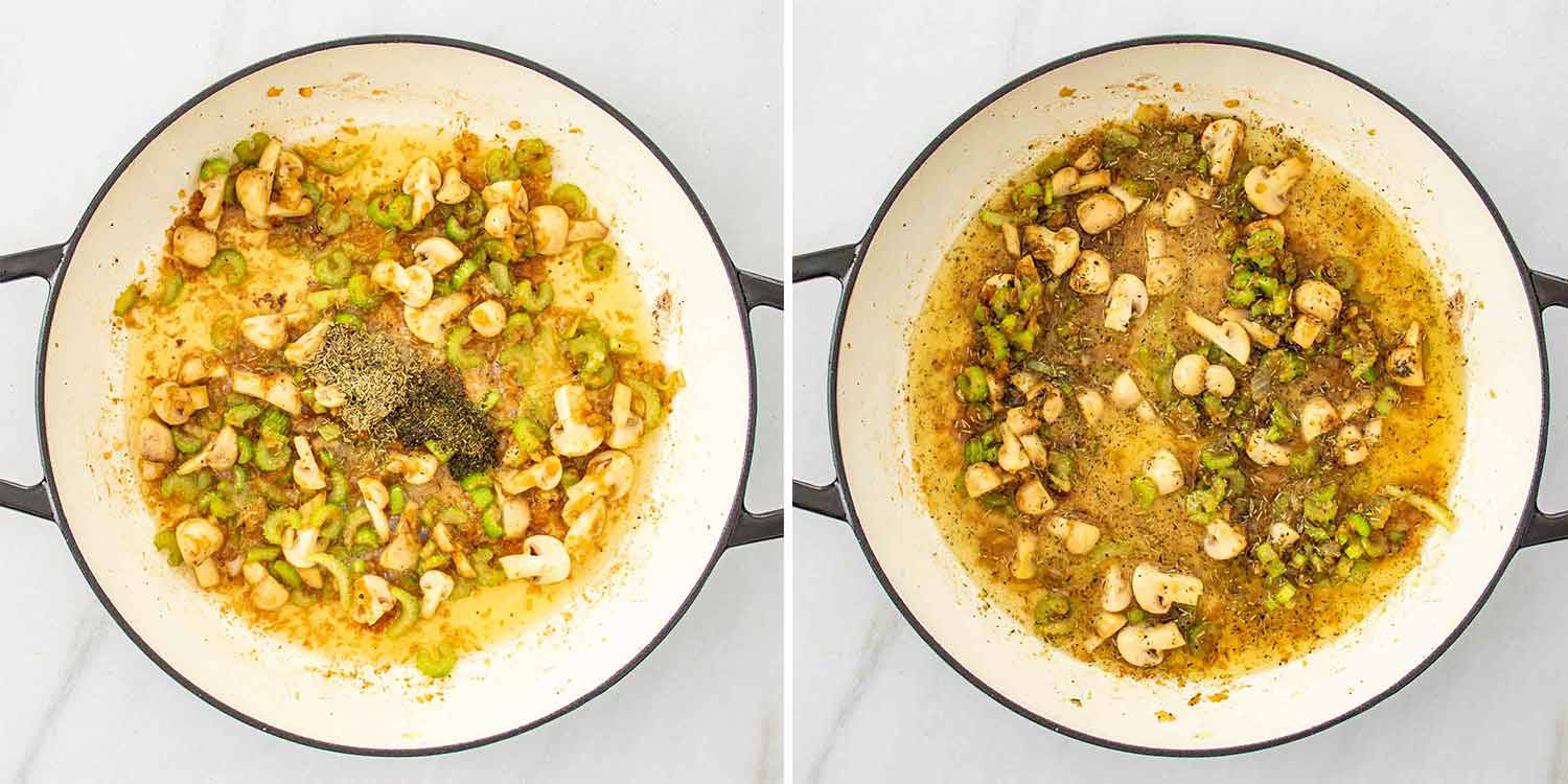 process shots showing how to make french chicken casserole.