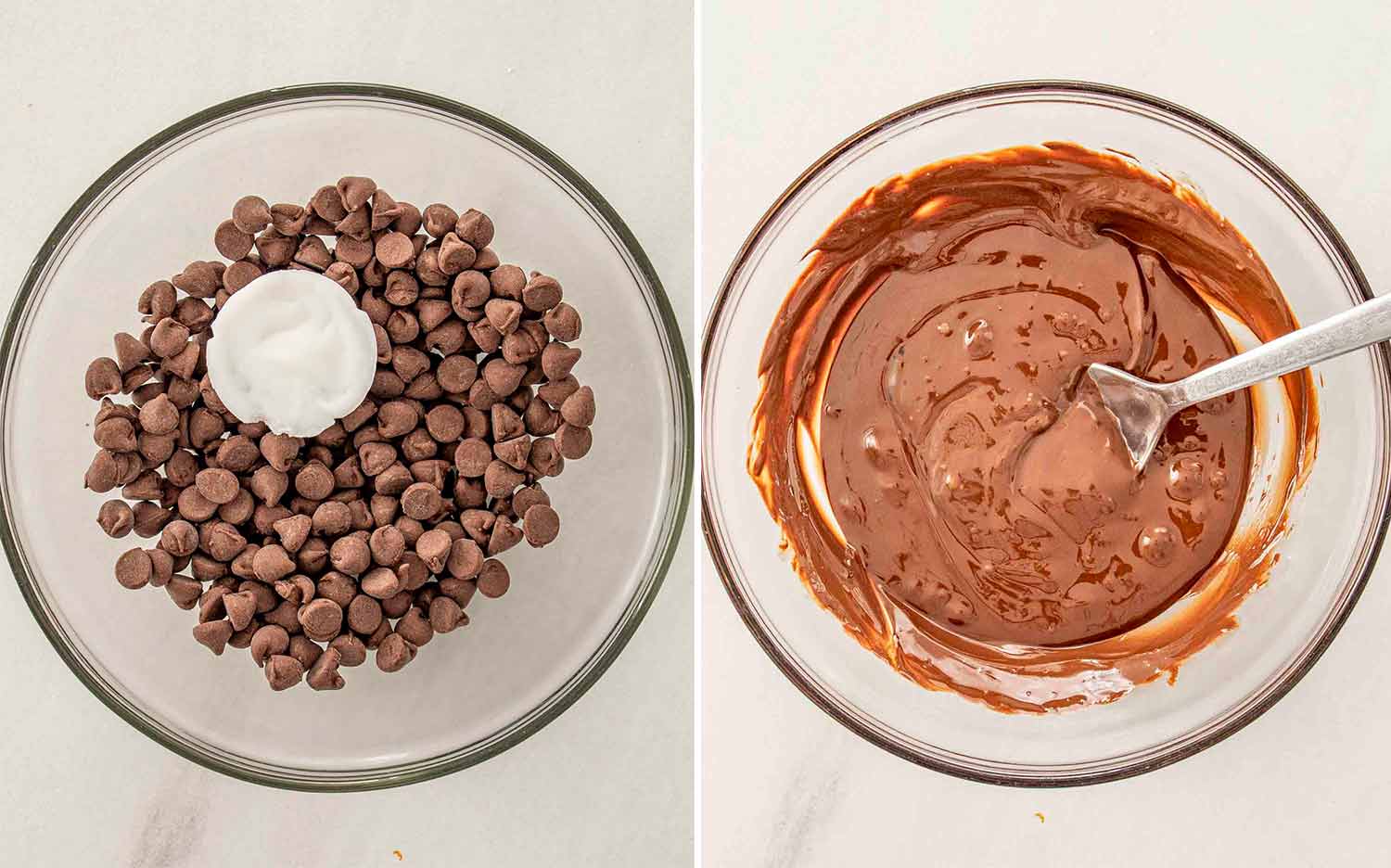 process shots showing how to make frozen chocolate banana bites.