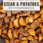 pin for garlic butter steak and potatoes.