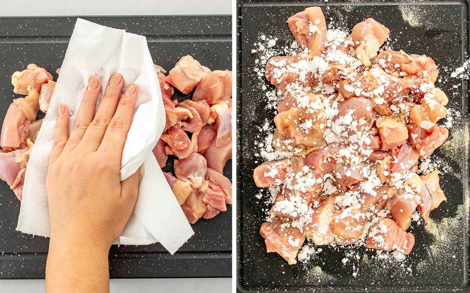 process shots showing how to make korean bbq chicken.