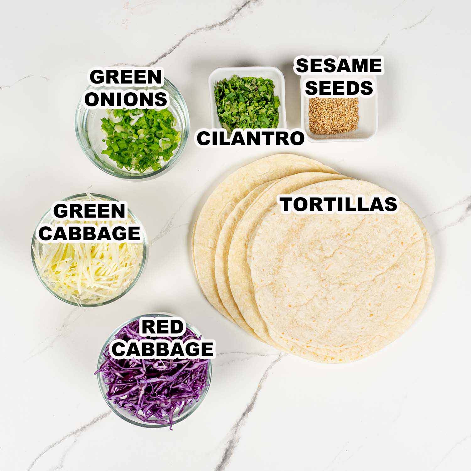 ingredients needed to make korean beef tacos.