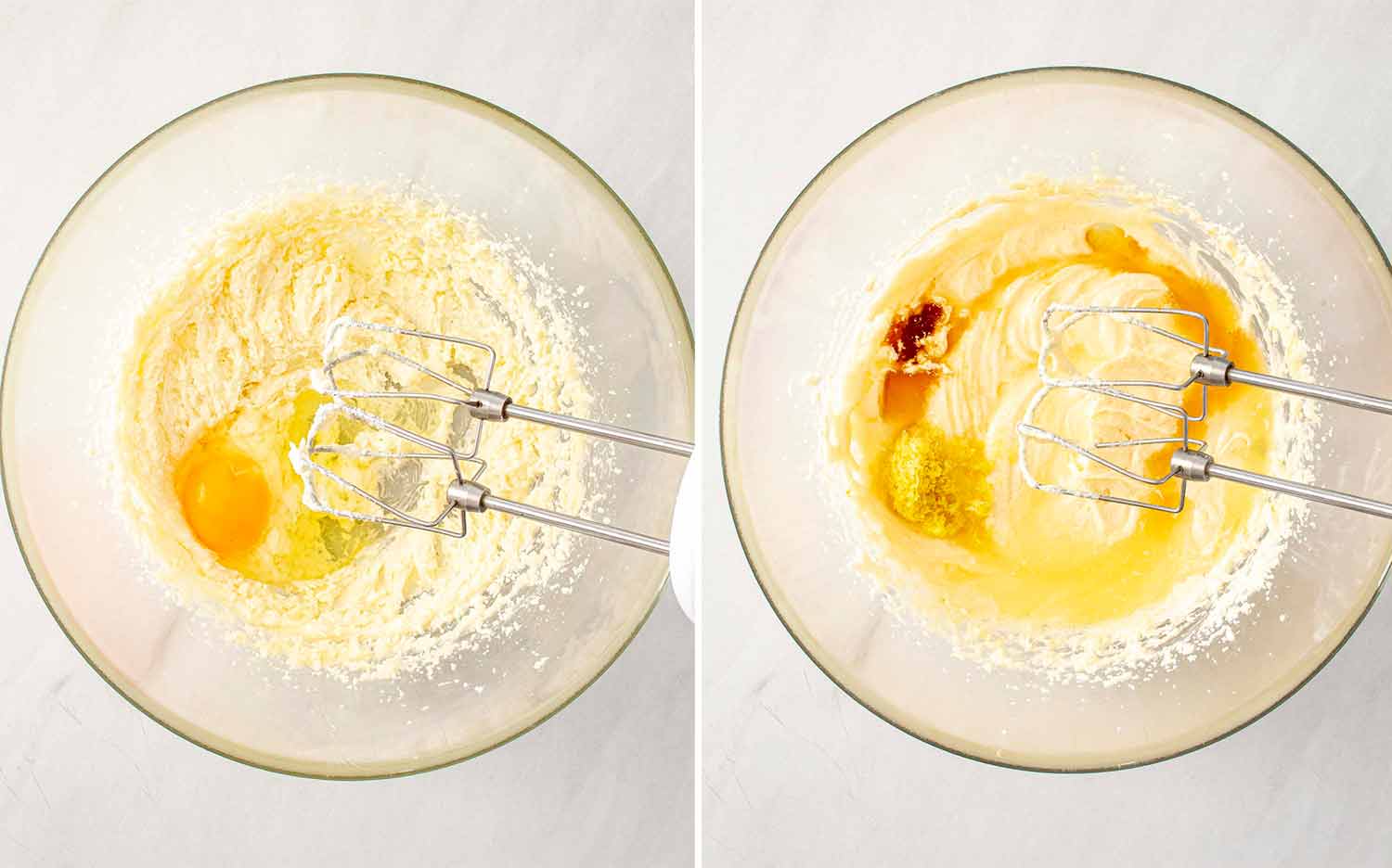 process shots showing how to make lemon blueberry bread.