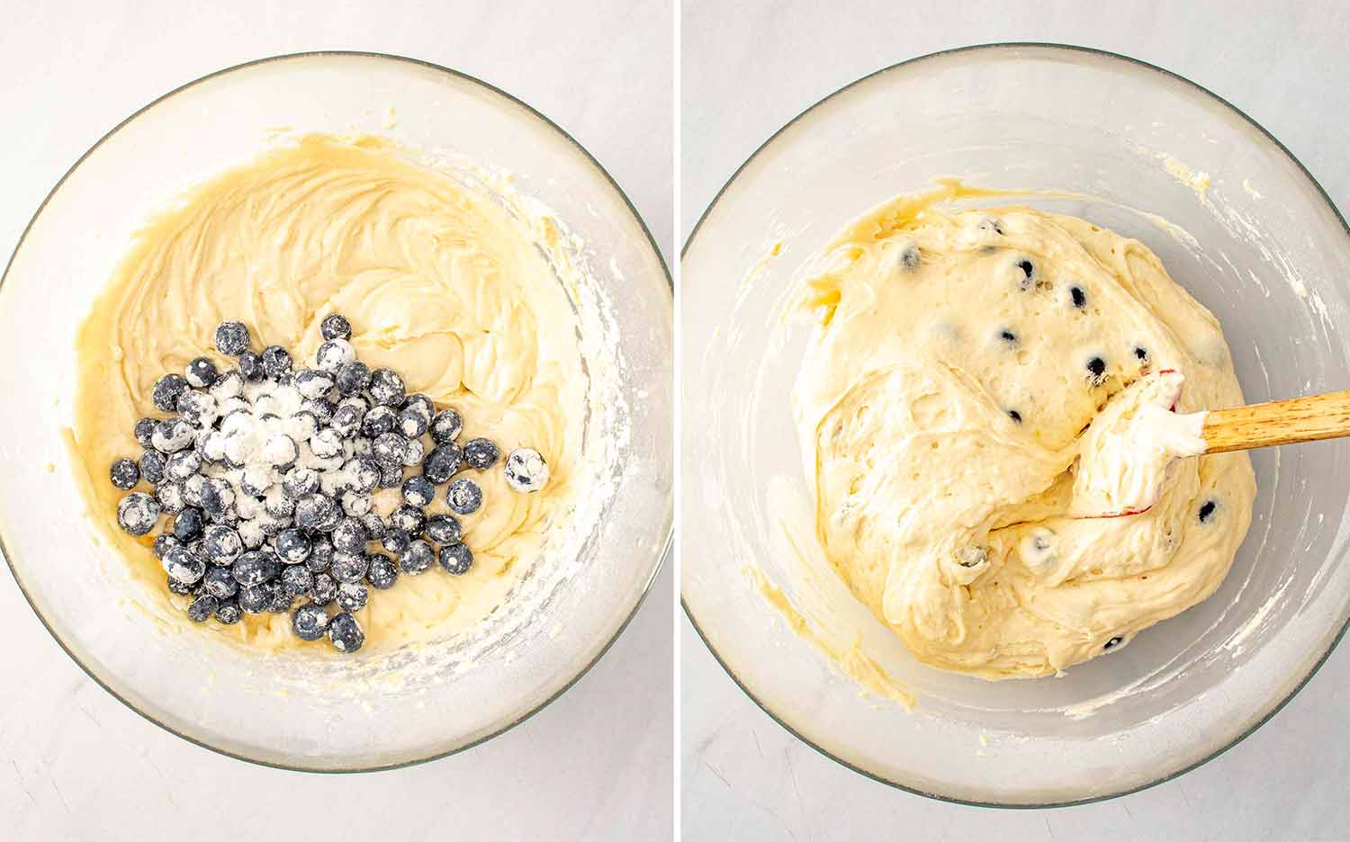 process shots showing how to make lemon blueberry bread.