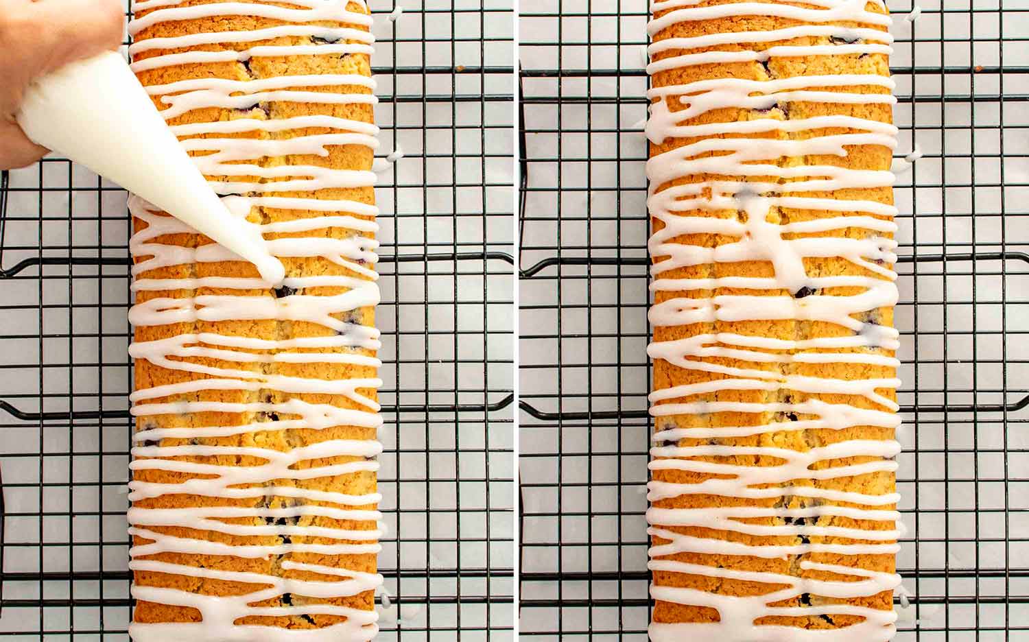 process shots showing how to make lemon blueberry bread.