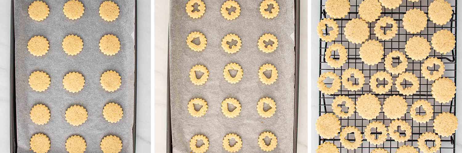 process shots showing how to make linzer cookies.
