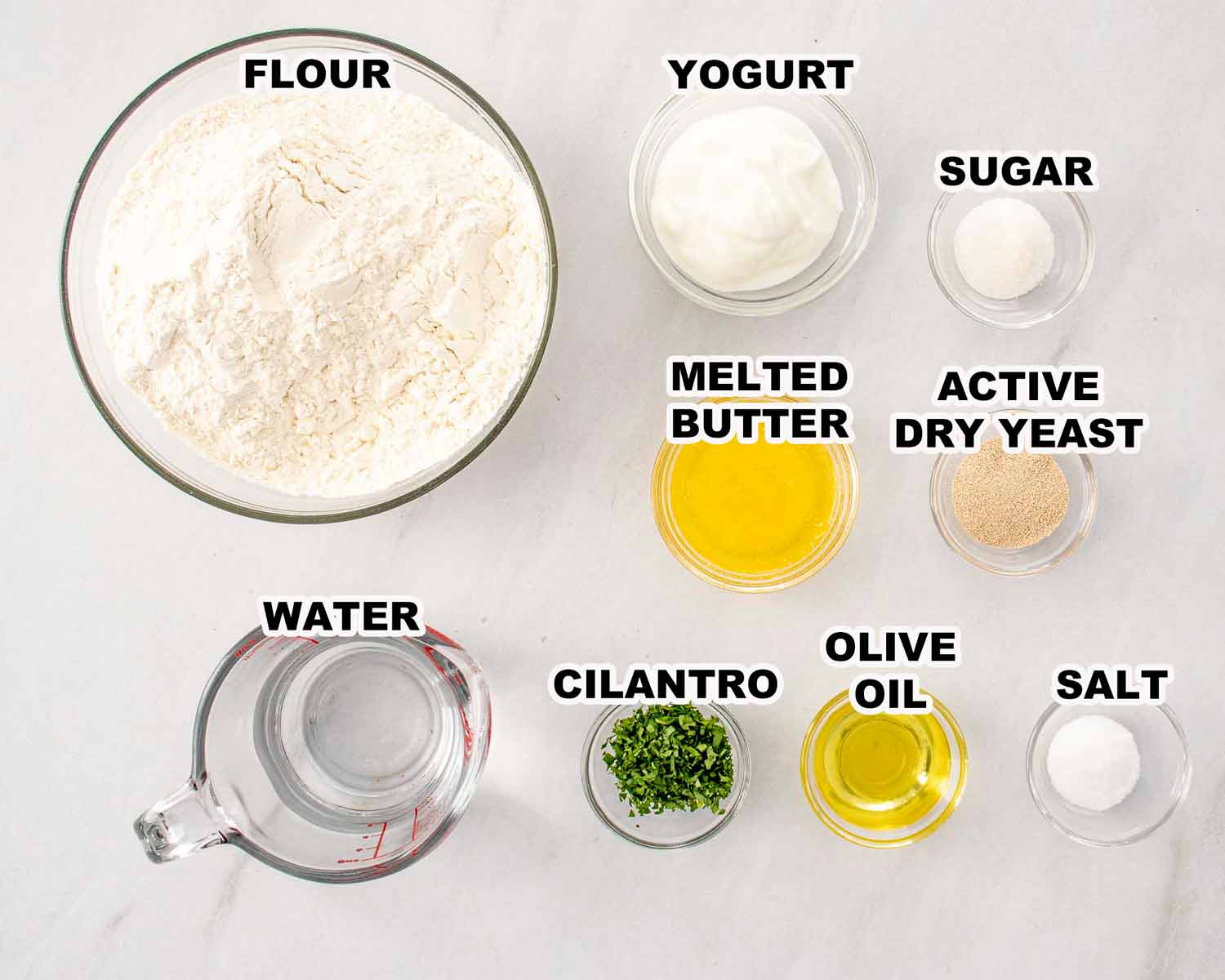ingredients needed to make naan.