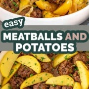 pin for one pot meatballs and potatoes.