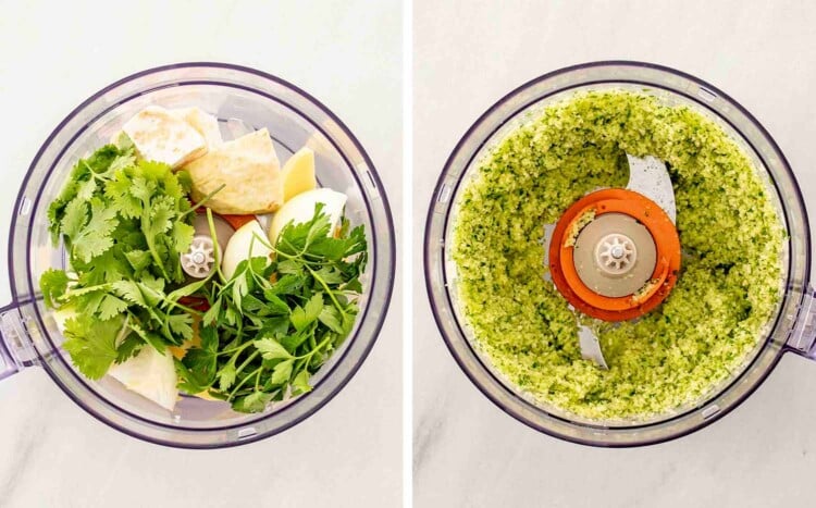 process shots showing how to make one pot meatballs and potatoes.