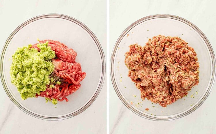 process shots showing how to make one pot meatballs and potatoes.