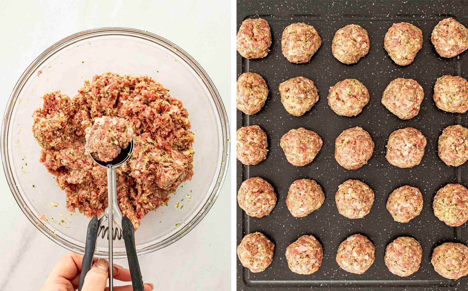 process shots showing how to make one pot meatballs and potatoes.