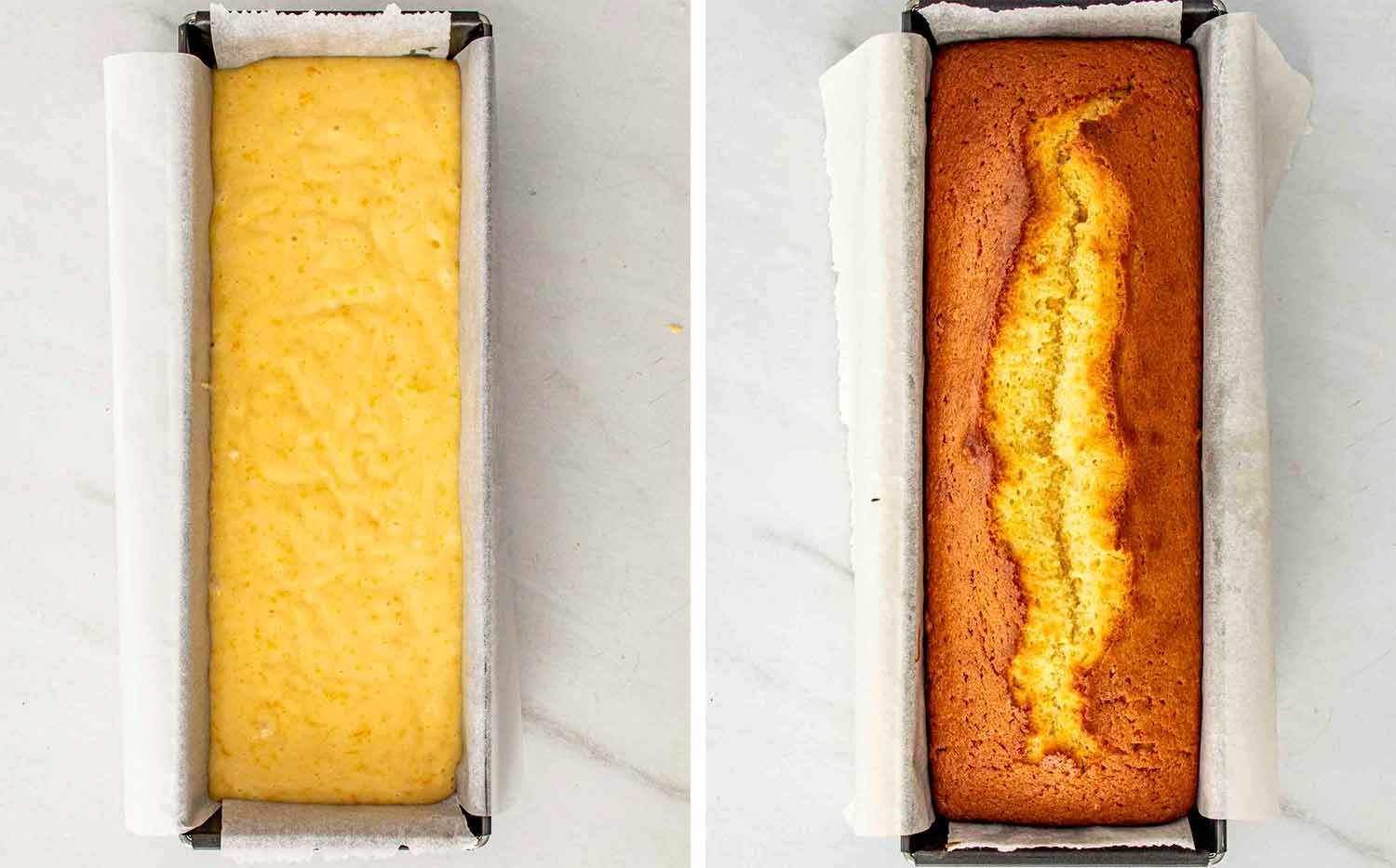 process shots showing how to make orange cake.