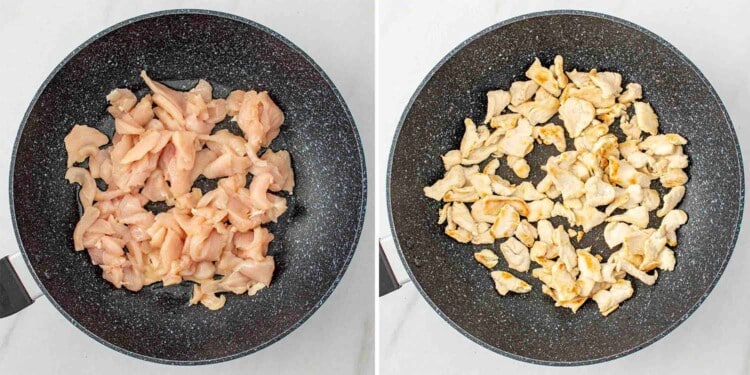 process shots showing how to make pad thai.