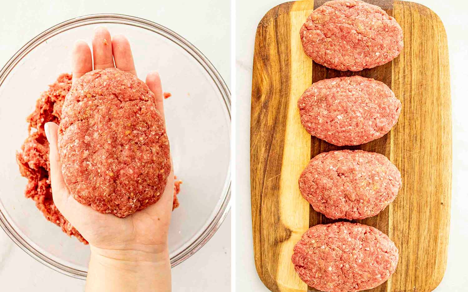 process shots showing how to make poor man's steak and onion gravy.