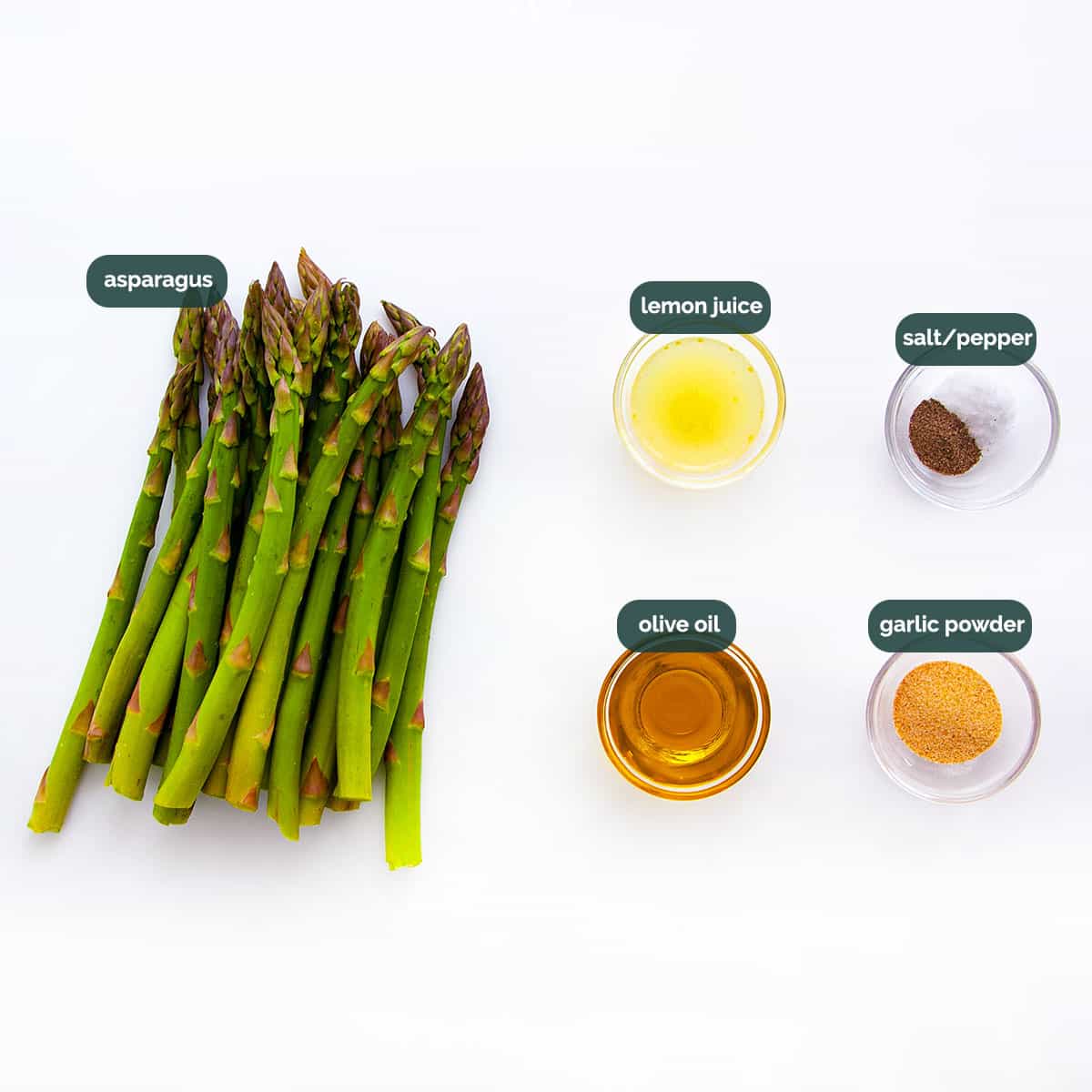 overhead shot of all ingredients needed to make roasted asparagus.