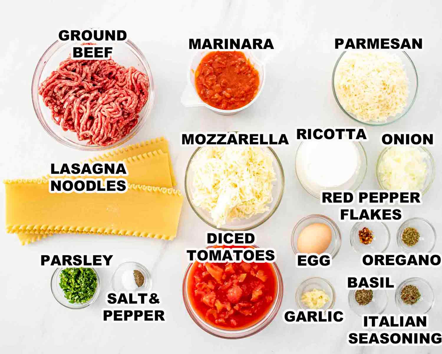 ingredients needed to make slow cooker lasagna.
