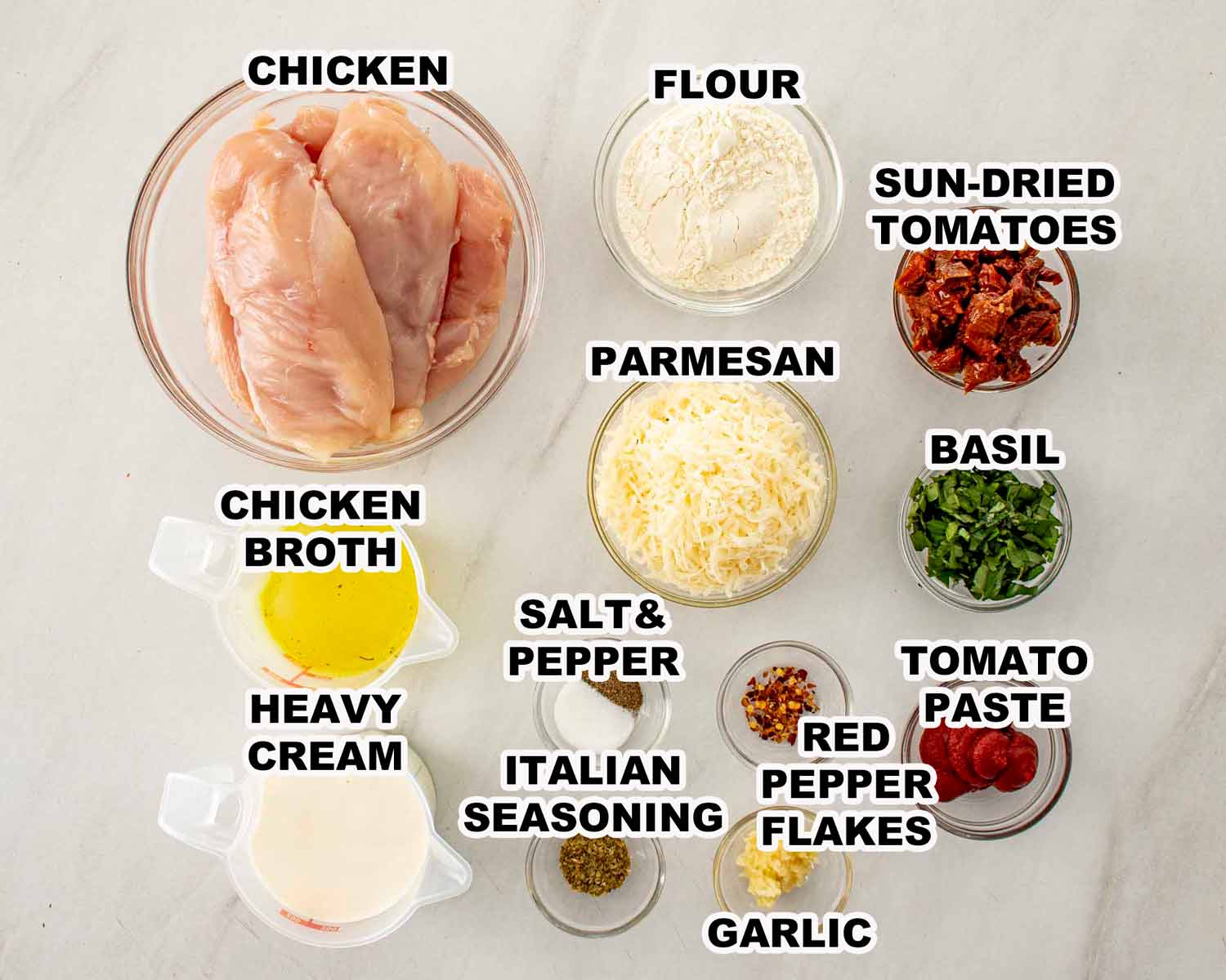 ingredients needed to make slow cooker marry me chicken.