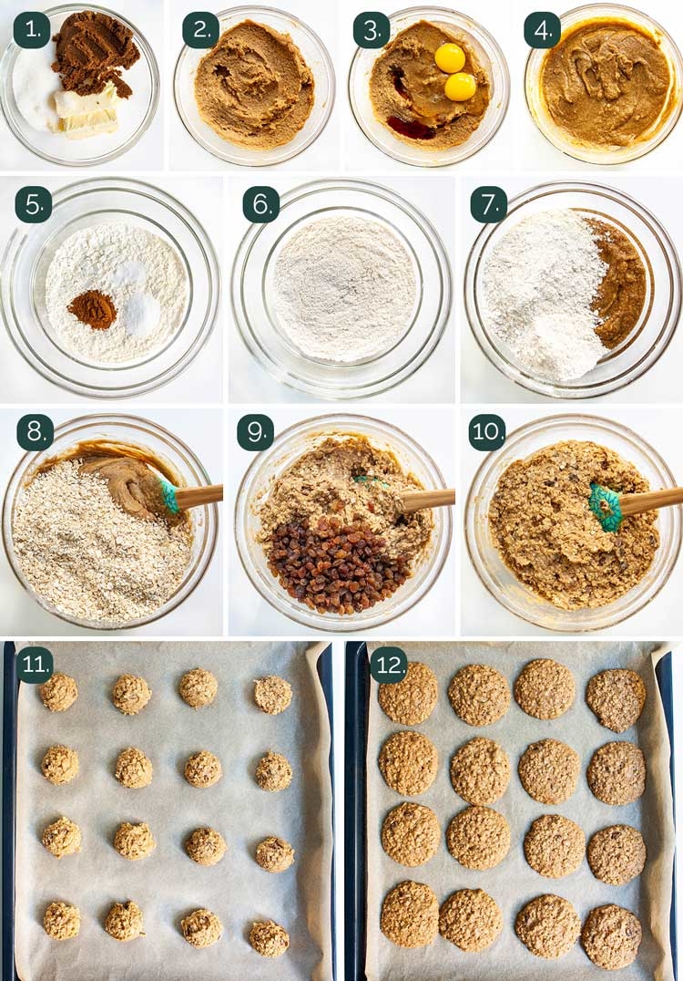 process shots showing how to make oatmeal cookies