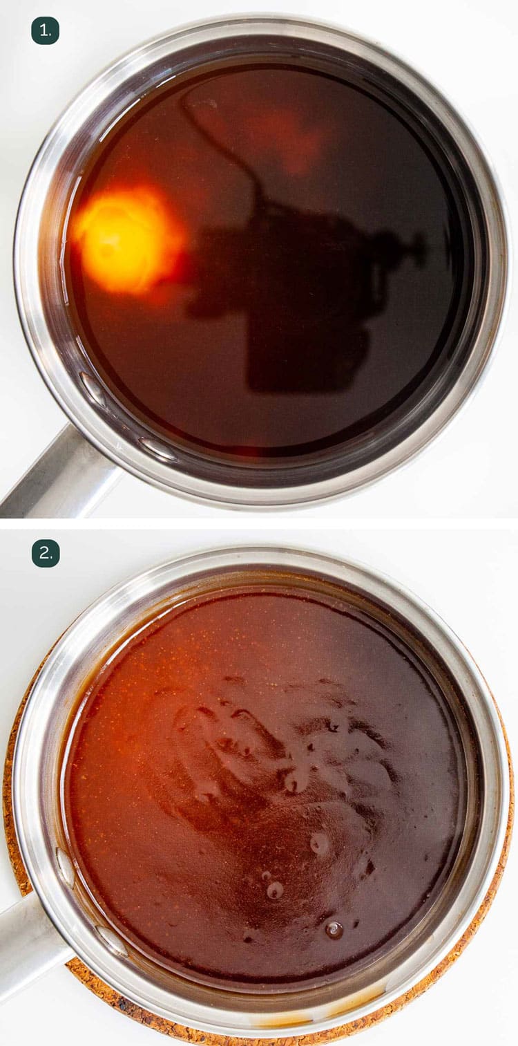 process shot showing how to make sweet and sour sauce