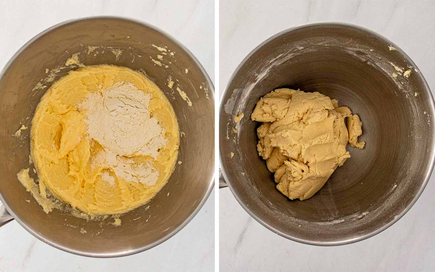 process shots showing how to make thumbprint cookies.