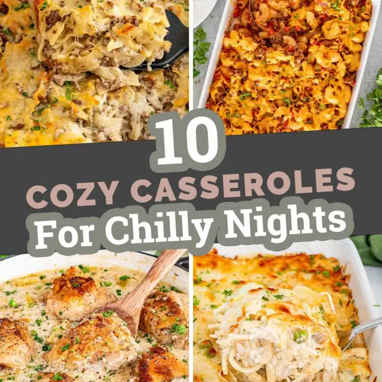 collage picture for 10 cozy casseroles for chilly nights.