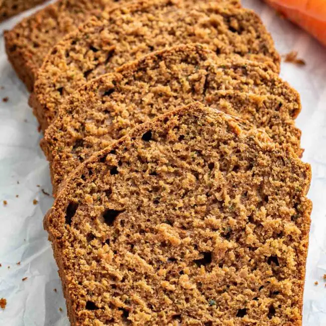 a bunch of carrot zucchini bread slices.