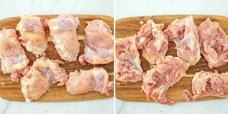 process shots showing how to make chicken thighs with creamy lemon dill sauce.