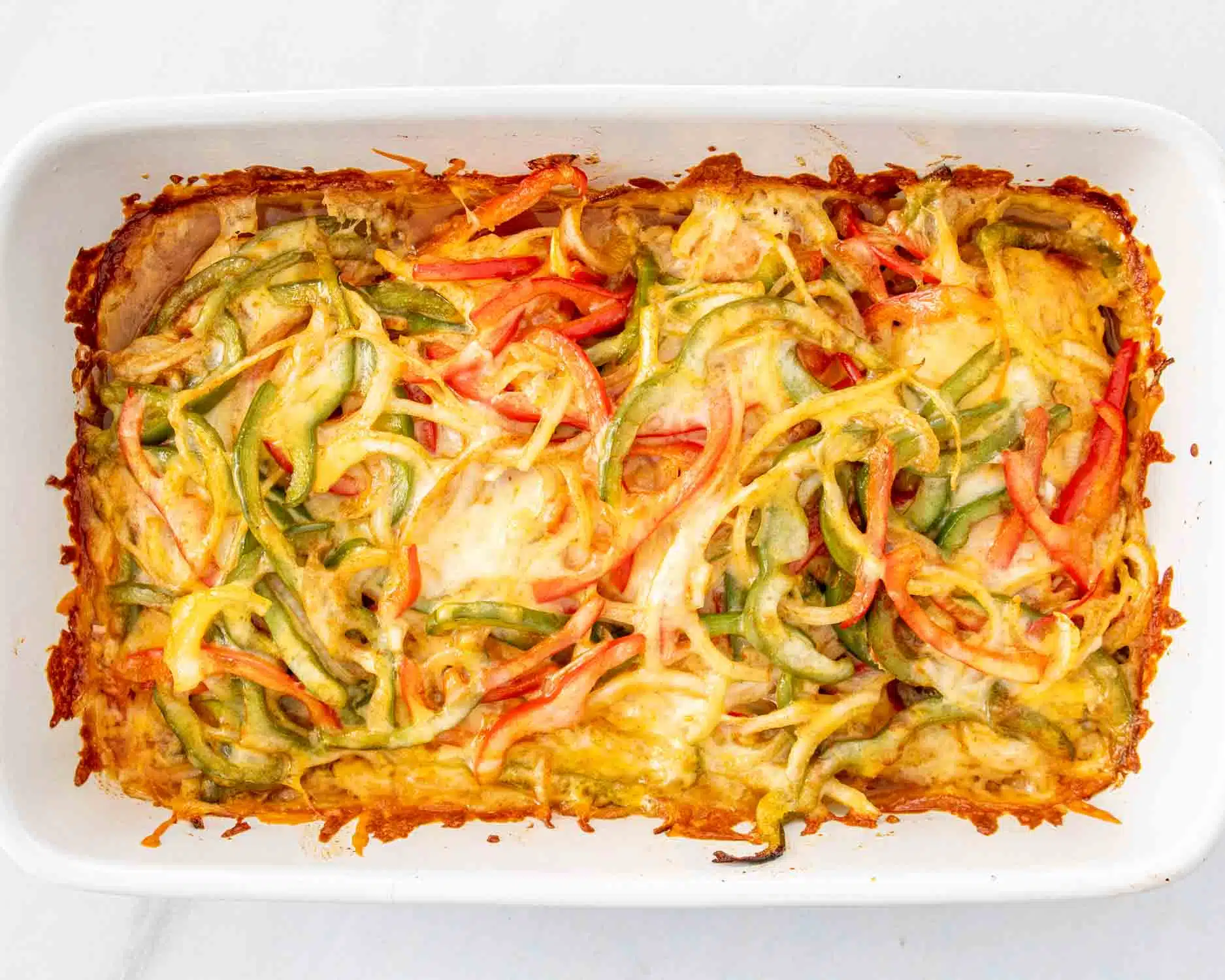 process shots showing how to make fajita chicken casserole.