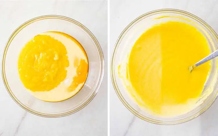 process shots showing how to make no churn ice cream.